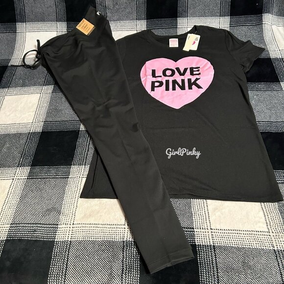 victoria secret PINK leggings OUTFIT with tee size SMALL - Picture 2 of 5